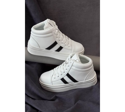 Кроссовки женские демисезонные, цвет бело-черный, 248RWA180