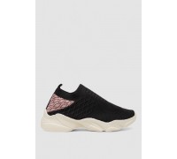 Слипоны женские текстильные, цвет черный, 244R291C