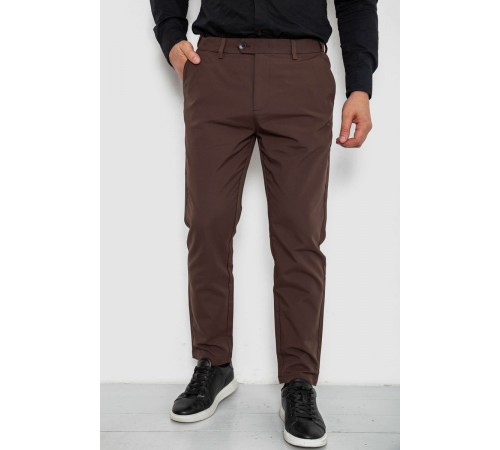 Штани чоловічі класичні однотонні, колір коричневий, 157RU06-007