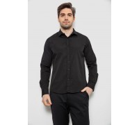 Сорочка чоловіча однотонна з принтом, колір чорний, 186R6918-6