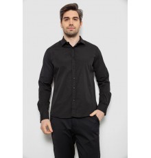 Сорочка чоловіча однотонна з принтом, колір чорний, 186R6918-6