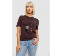 Футболка жіноча з принтом, колір шоколадний, 241R1828