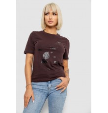 Футболка женская с принтом, цвет шоколадный, 241R1828