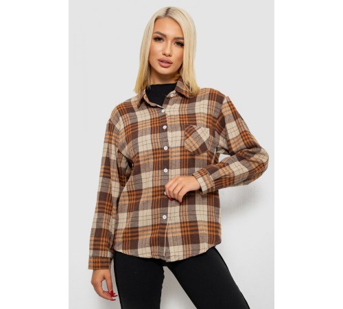 Рубашка женская в клетку, цвет коричневый, 244R1070-2