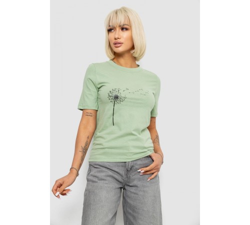 Жіноча футболка з принтом, колір оливковий, 241R124