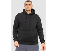 Худі чоловічий на флісі однотонний, колір чорний, 241R2650