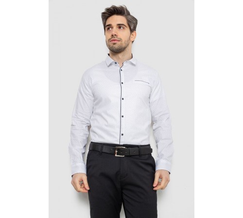 Рубашка мужская однотонная с принтом, цвет белый, 186R2025