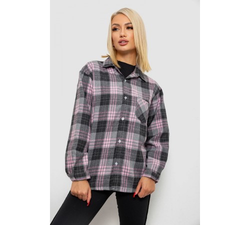 Сорочка жіноча в клітинку, колір сірий, 244R1070-2