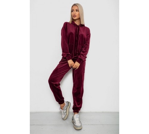 Спортивний костюм жіночий велюровий, колір бордовий, 241R1530-5