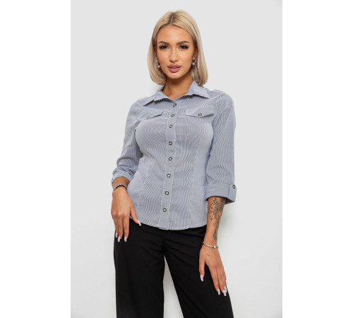 Рубашка классическая в полоску, цвет серый, 230R643-1