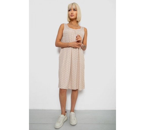 Сарафан жіночий в горох, колір бежевий, 257R733