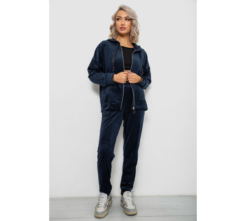 Спортивный костюм женский велюровый, цвет синий, 257R4119