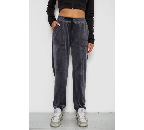 Спортивные штаны велюровые женские на флисе, цвет серый, 238R58649