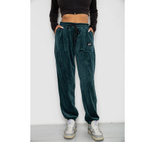 Спортивные штаны велюровые женские на флисе, цвет зеленый, 238R58649-1