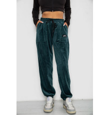 Спортивні велюрові штани жіночі на флісі, колір зелений, 238R58649-1