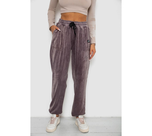 Спортивные штаны велюровые женские на флисе, цвет мокко, 238R58649-1