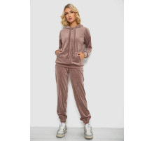 Спортивный костюм женский велюровый, цвет темно-бежевый, 241R1530-5