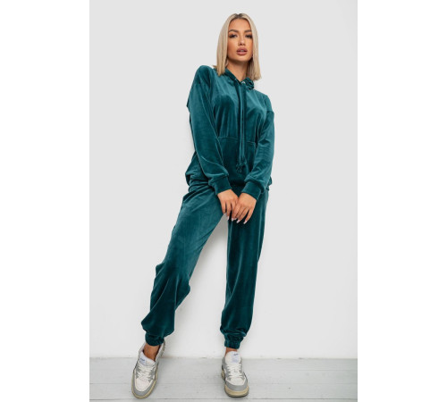 Спортивный костюм женский велюровый, цвет зеленый, 241R1530-5