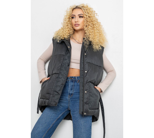 Жилет женский с капюшоном, цвет темно-зеленый, 207R2016