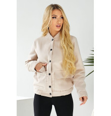 Бомбер жіночий штучний кашемір, колір світло-бежевий, 257R325