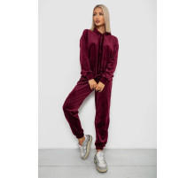 Спортивный костюм женский велюровый, цвет бордовый, 241R1530-5