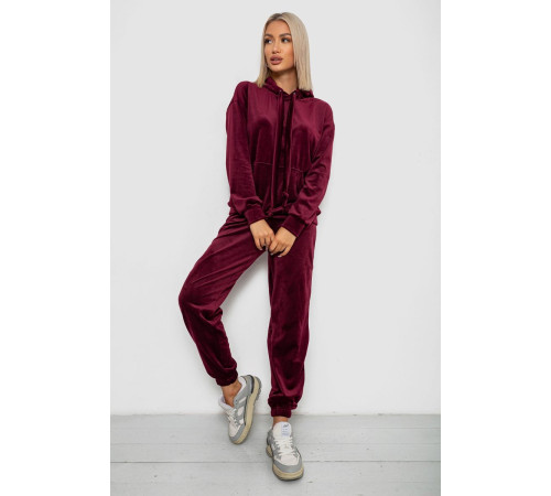 Спортивный костюм женский велюровый, цвет бордовый, 241R1530-5