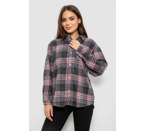 Сорочка жіноча в клітинку, колір сіро-персиковий, 244R1070-2