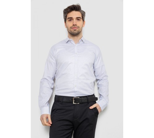 Сорочка чоловіча однотонна з принтом, колір білий, 186R2114