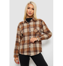 Рубашка женская в клетку, цвет коричневый, 244R1070-2