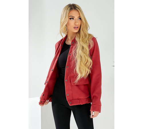 Бомбер женский искусственный кашемир, цвет темно-коралловый, 257R325