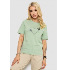 Футболка женская с принтом, цвет оливковый, 241R125