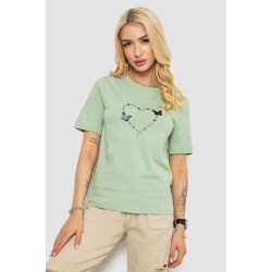 Футболка женская с принтом, цвет оливковый, 241R125