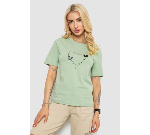 Футболка женская с принтом, цвет оливковый, 241R125