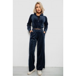 Спортивный костюм женский велюровый, цвет синий, 257R4125