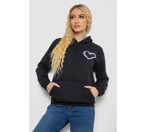 Худи женский на тонком флисе, цвет черный, 238R57162-10