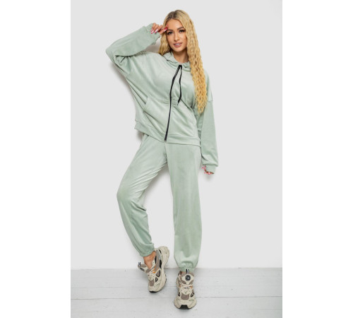 Спортивный костюм женский велюровый, цвет оливковый, 238R107