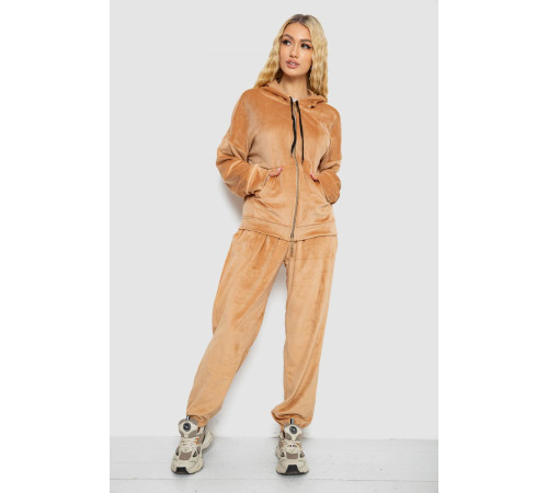 Спортивный костюм женский велюровый, цвет темно-бежевый, 238R107-1