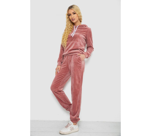 Спортивный костюм женский велюровый, цвет пудровый, 238R58570
