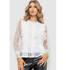 Блуза жіноча гіпюрова класична, колір білий, 204R150