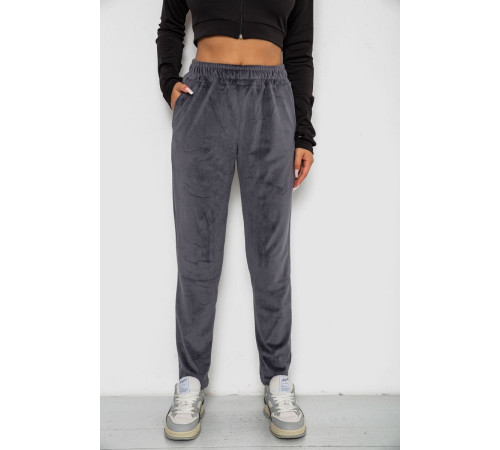 Спортивные штаны велюровые женские на флисе, цвет серый, 238R350