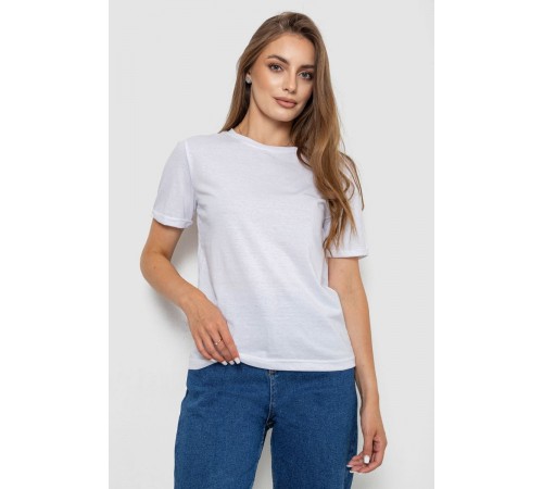 Футболка жіноча однотонна, колір білий, 238R111-1