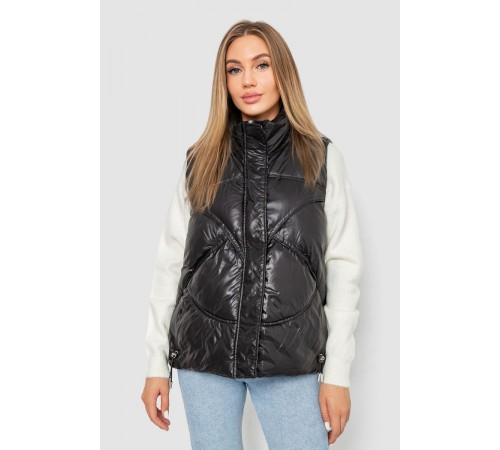 Жилетка жіноча однотонна, колір чорний, 244R915