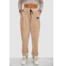 Спортивні штани велюрові жіночі на флісі, колір світло-бежевий, 238R58649-1