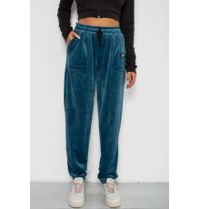 Спортивні штани велюрові жіночі на флісі, колір петроль, 238R58649-1