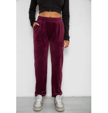 Спортивні штани велюрові жіночі на флісі, бордовий колір, 238R58647-3