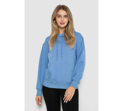 Худи женский на флисе, цвет джинс, 242R053
