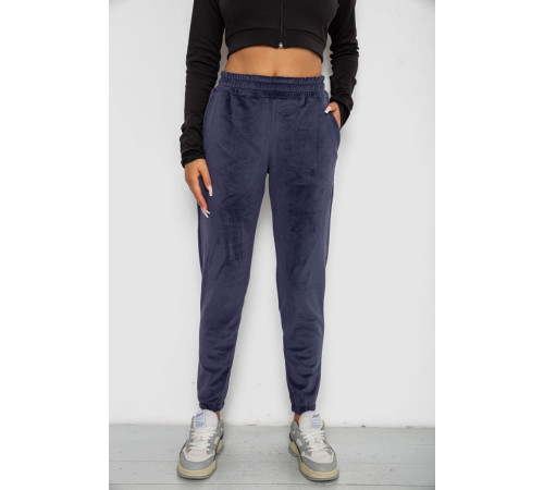 Спортивные штаны велюровые женские на флисе, цвет синий, 238R58648