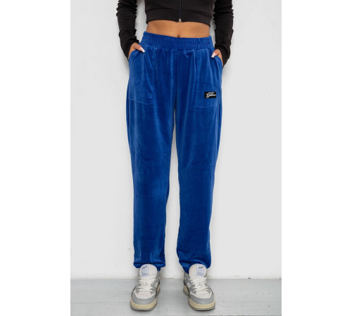 Спортивные штаны велюровые женские на флисе, цвет электрик, 238R58649-1