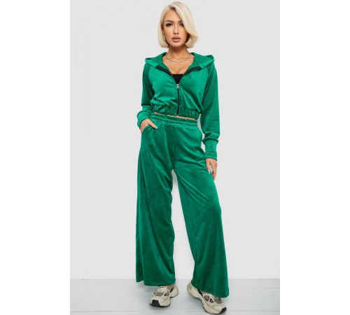 Спортивний костюм жіночий велюровий, колір зелений, 257R4125
