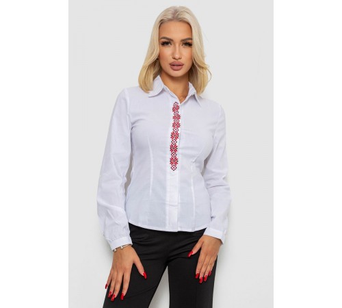Блуза класична з вишивкою, колір білий, 230R03-2